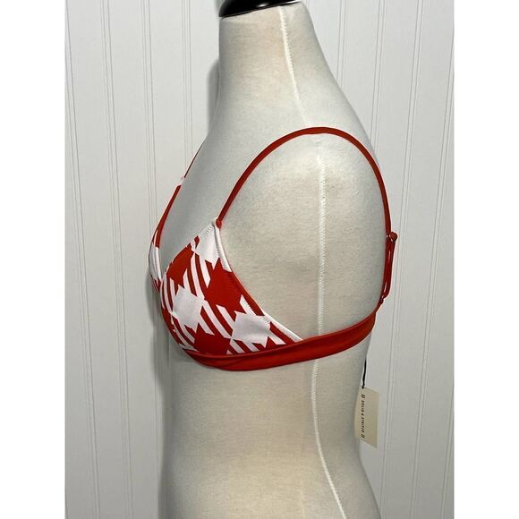 Solid &‎ Striped The Morgan  Scoop Neck Bikini Top In Lipstick Red Gingham XL - Picture 6 of 11